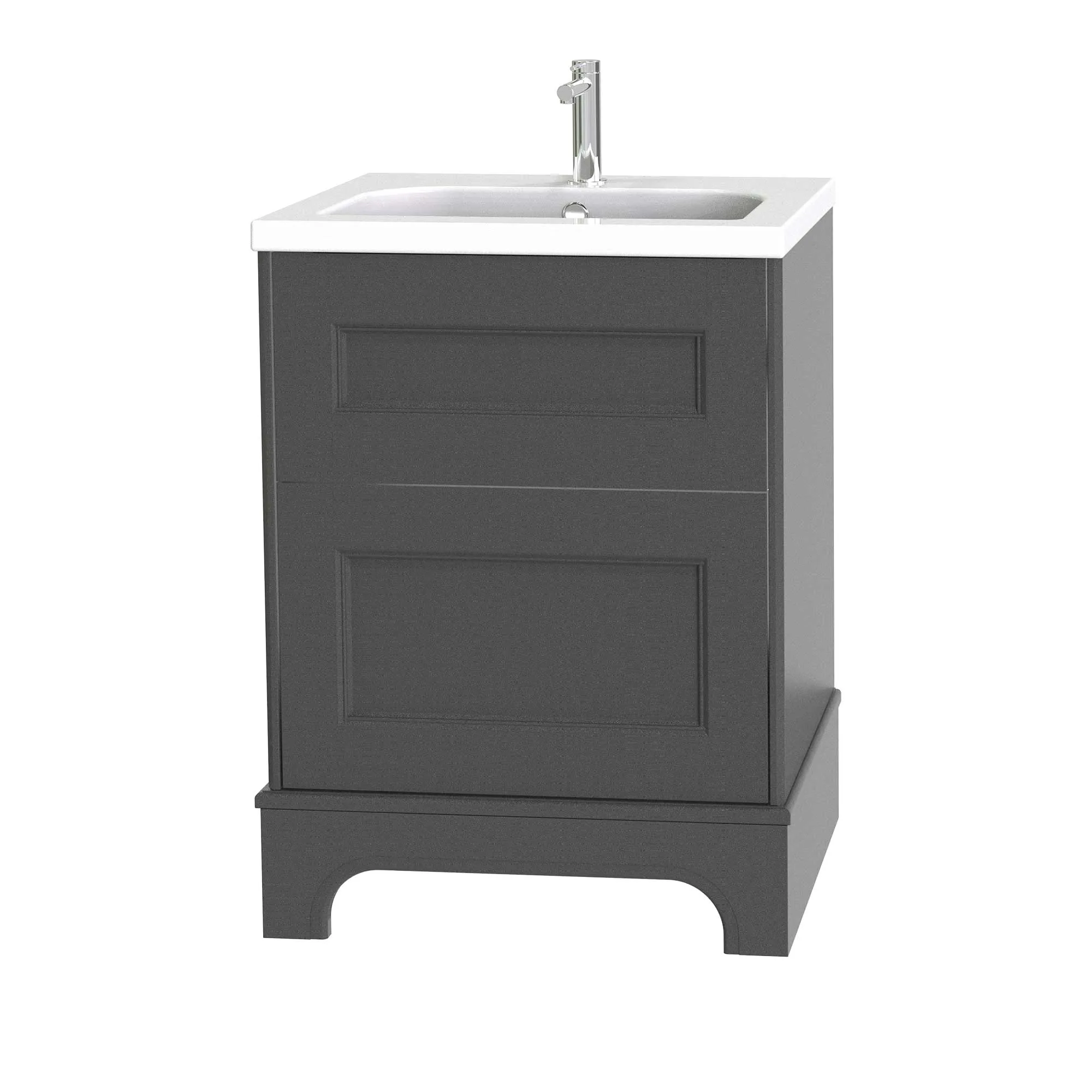 Tvättställsskåp Miller Badrum Kensington 60 med Lådor med Sockel för Heltäckande Tvättställ