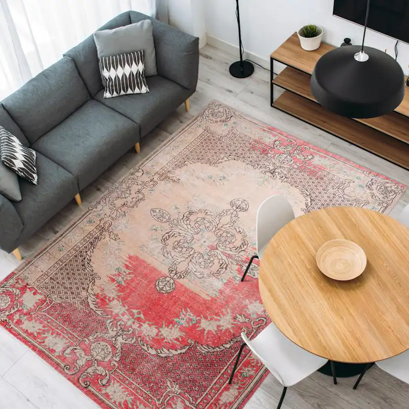 Flatvävd matta D-sign Vintage Nah Röd