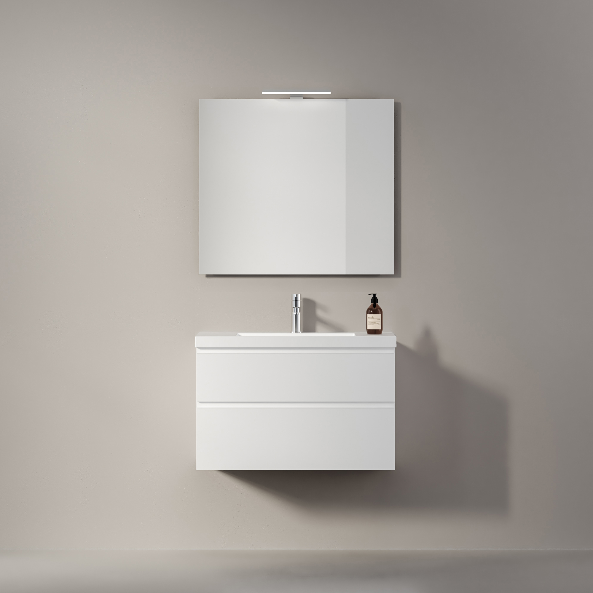 Möbelpaket INR Viskan Grip med Spegel Feel, Grepplist och Tvättställ med 2 lådor