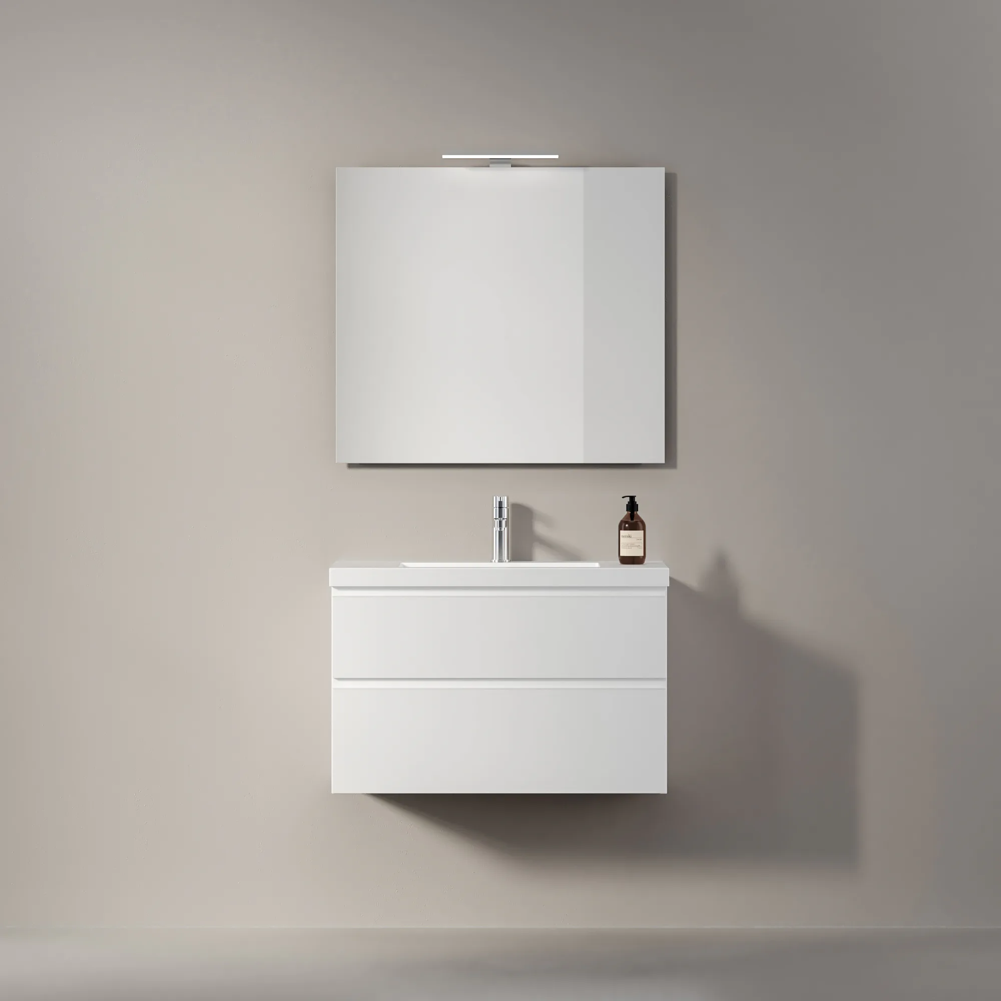 Möbelpaket INR Viskan Grip med Spegel Feel, Grepplist och Tvättställ med 2 lådor