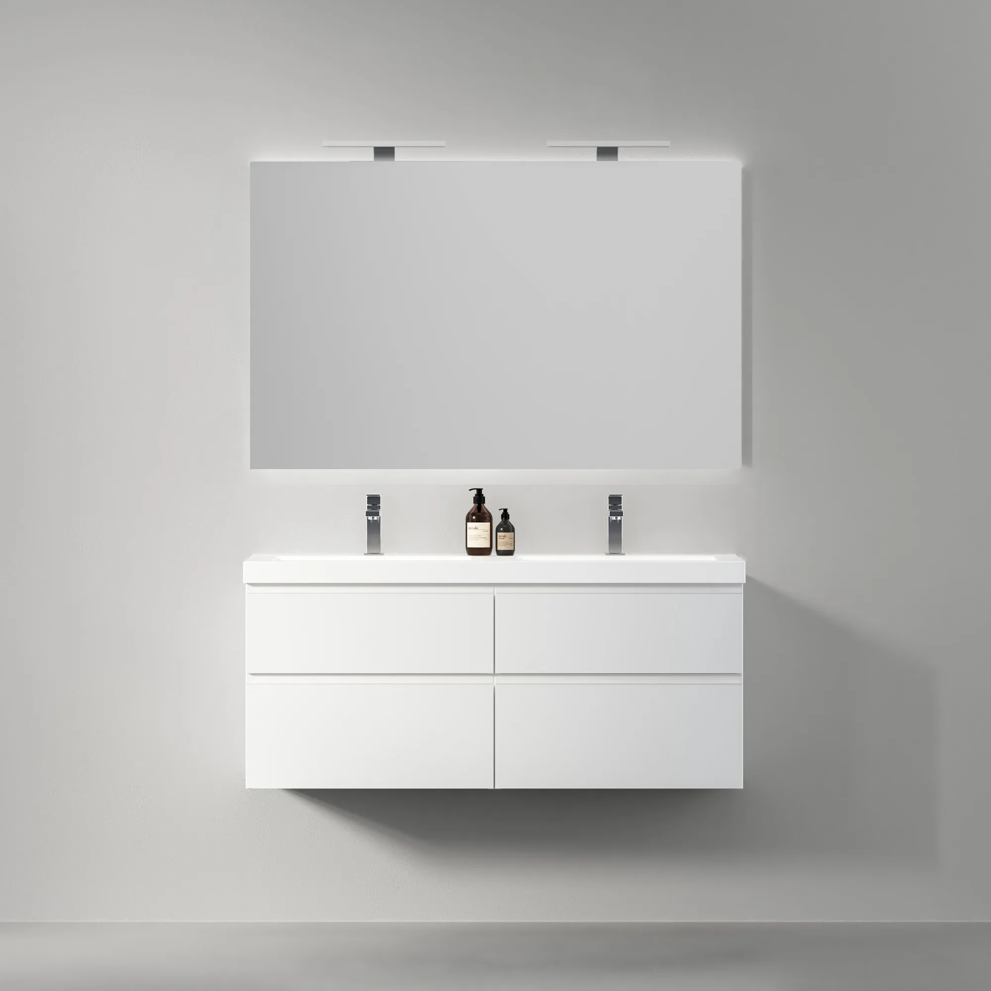 Möbelpaket INR Viskan Grip med Spegel Feel, Grepplist och Tvättställ med 4 Lådor