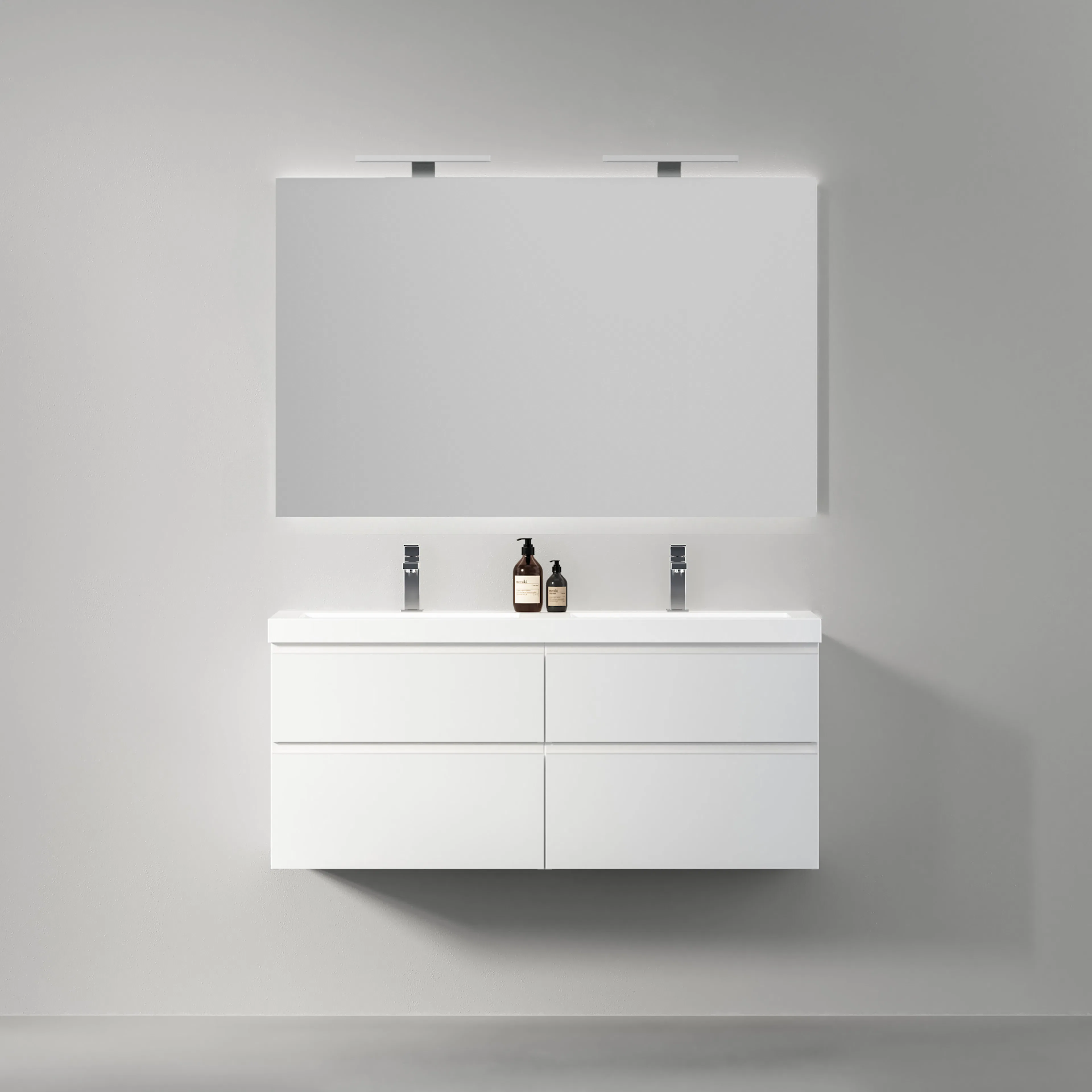 Möbelpaket INR Viskan Grip med Spegel Feel, Grepplist och Tvättställ med 4 Lådor