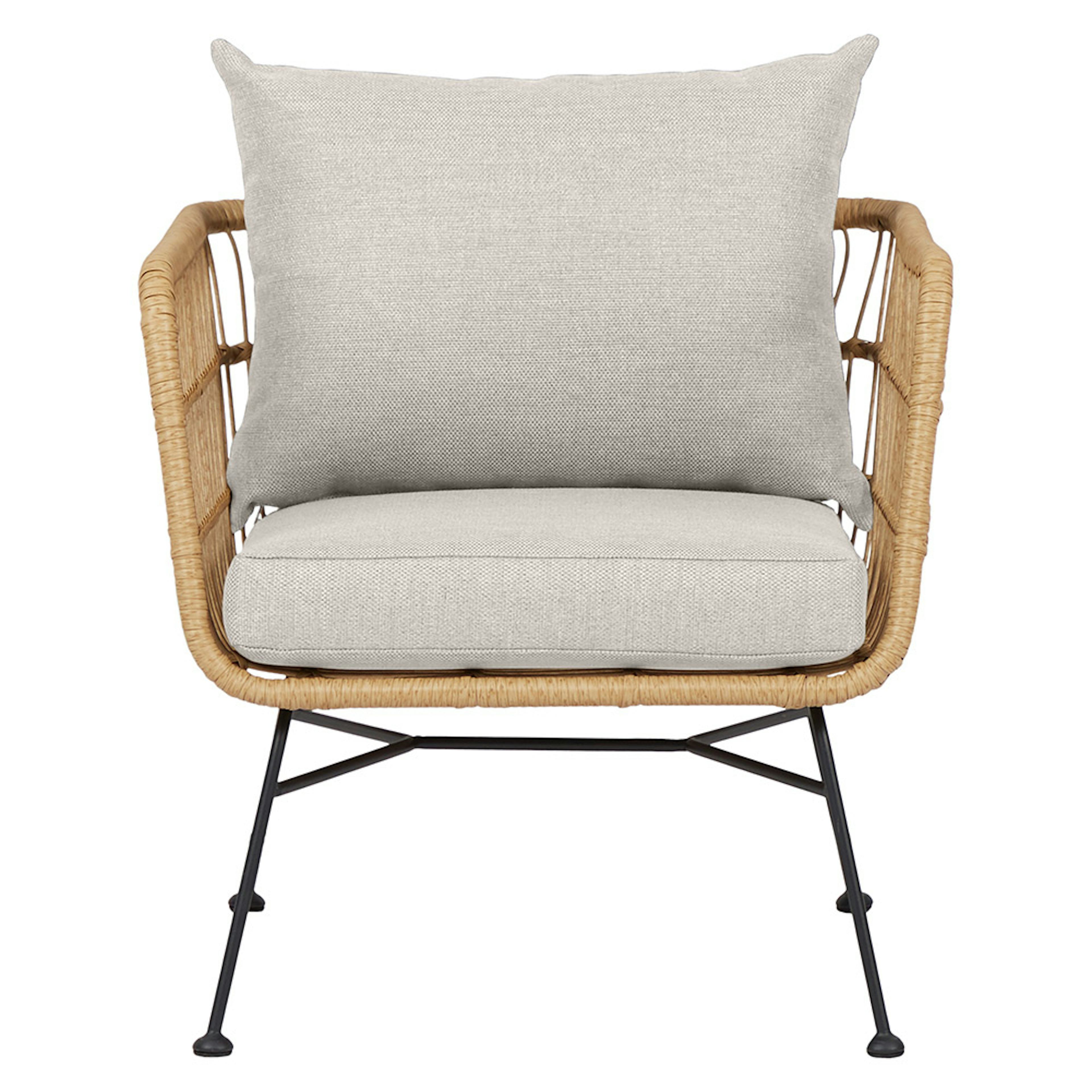 Trädgårdsfåtölj ENVY DESIGN Nina, Metall/Rotting/Polyester, Trästol med Dynor för Utebruk