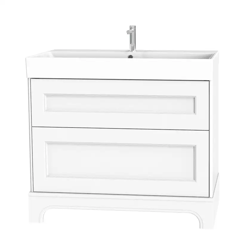 Tvättställsskåp Miller Badrum Kensington 100 med Lådor och Sockel för Heltäckande Tvättställ