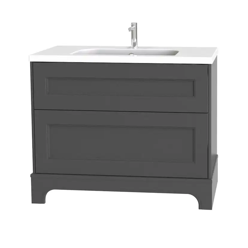 Tvättställsskåp Miller Badrum Kensington 100 med Lådor och Sockel för Heltäckande Tvättställ