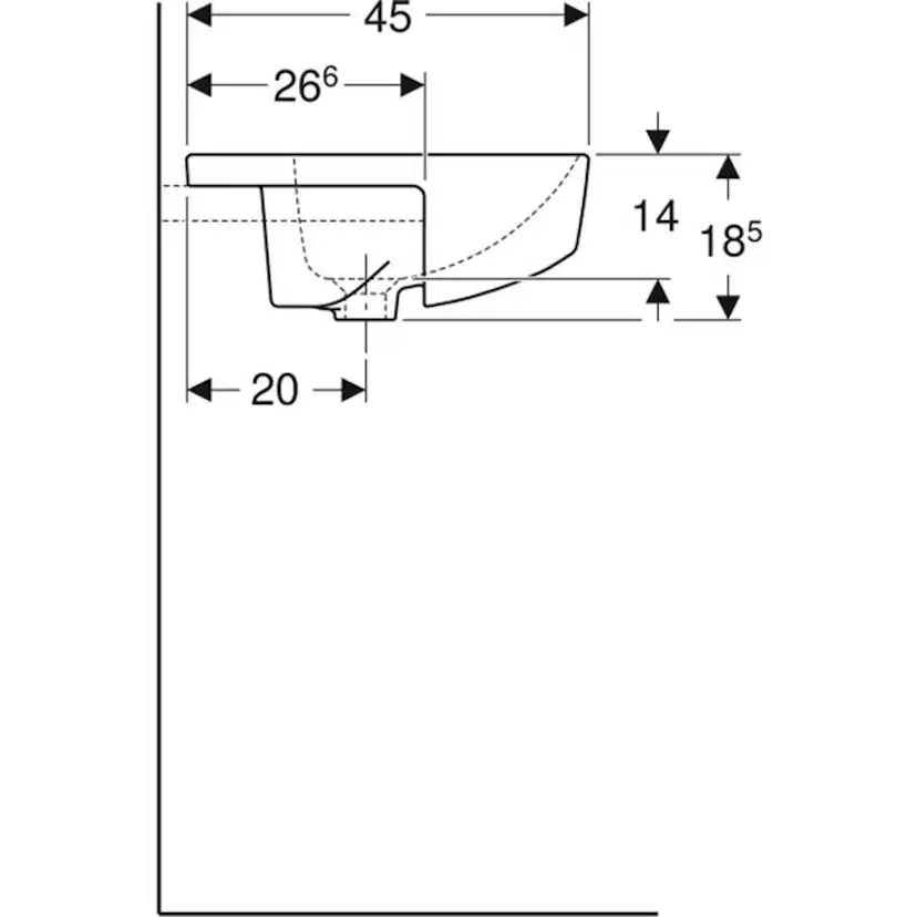 Tvättställ Geberit Variform 550 mm Halvinfälld Rektangulärt Kanthylla