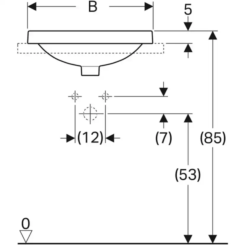 Tvättställ Geberit Variform 500 mm Infälld Ovalt