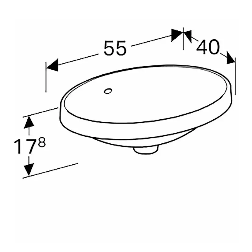 Tvättställ Geberit Variform 550 mm Infälld Ovalt