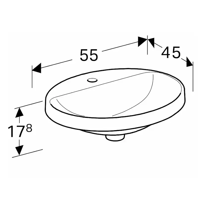 Tvättställ Geberit Variform 550 mm Infälld Ovalt Kanthylla