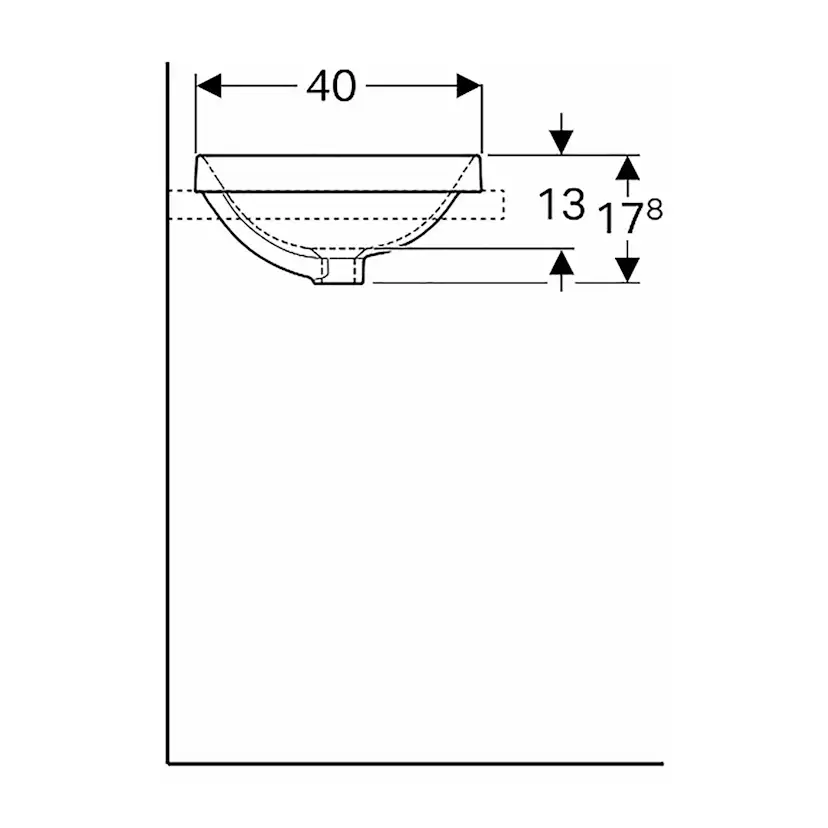 Tvättställ Geberit Variform 600 mm Infälld Elliptiskt