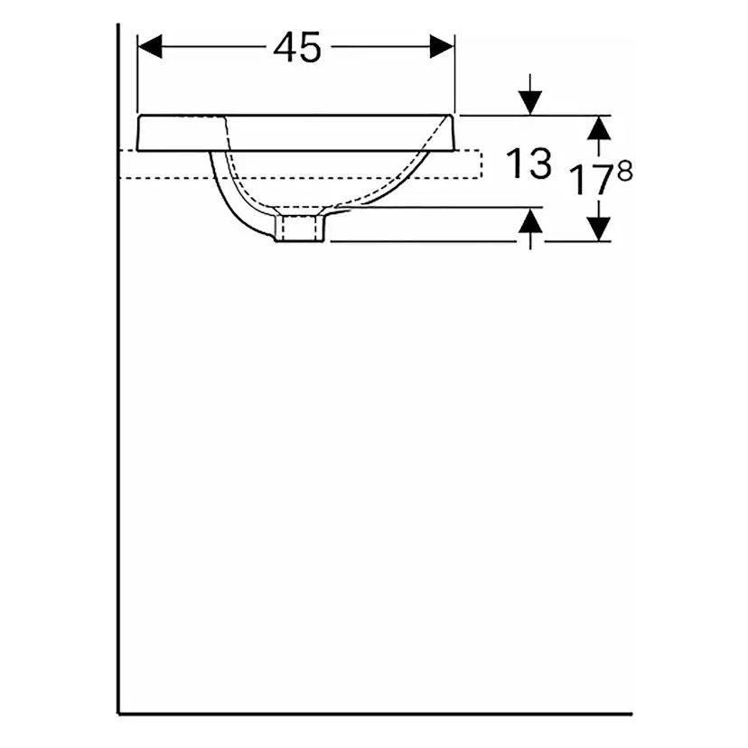 Tvättställ Geberit Variform 600 mm Infälld Elliptiskt Kanthylla
