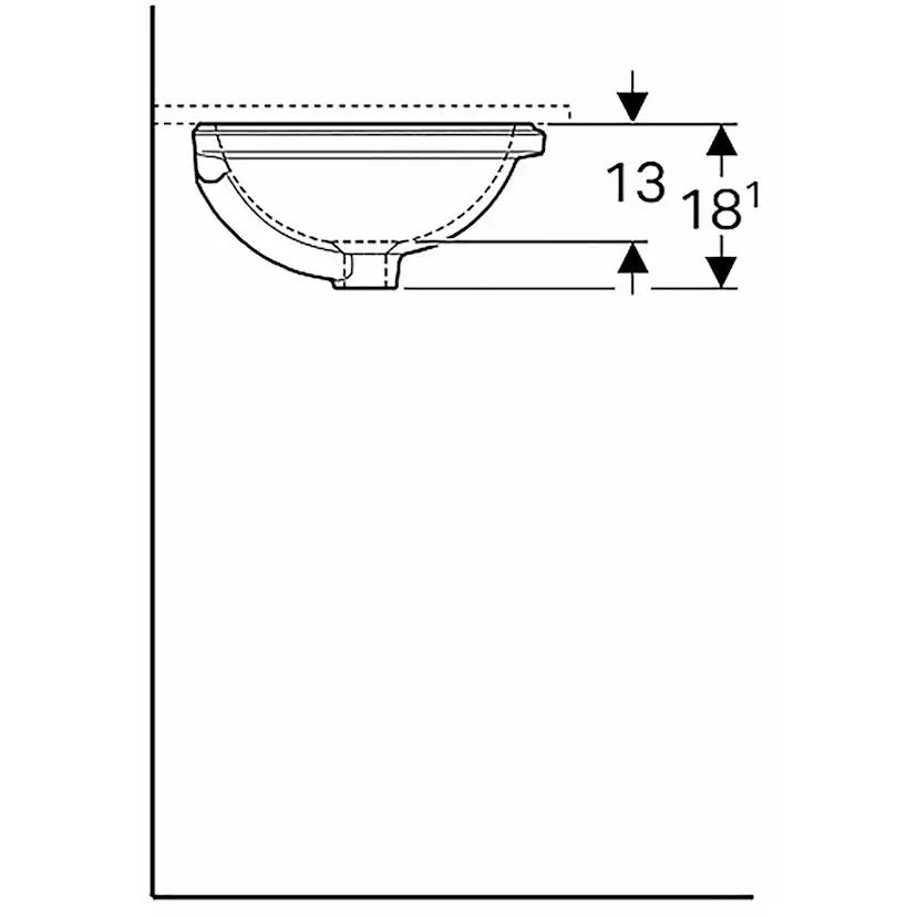 Tvättställ Geberit Variform 330 mm för underlimning Runt