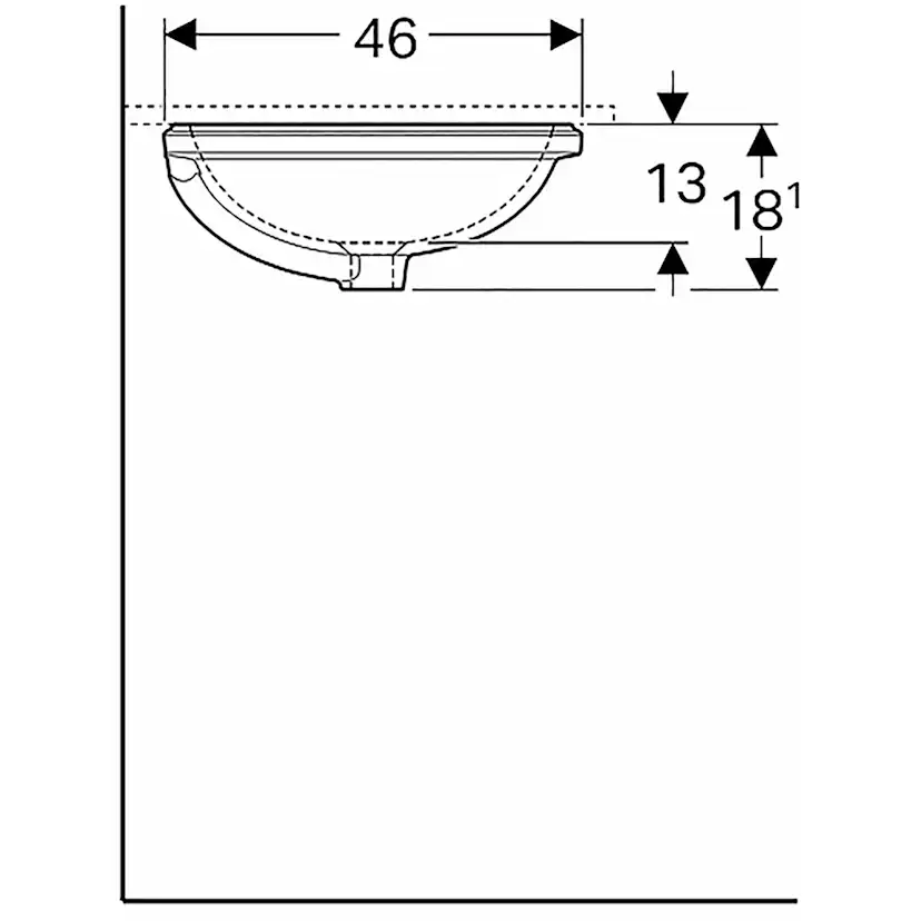 Tvättställ Geberit Variform 550 mm för underlimning Elliptiskt