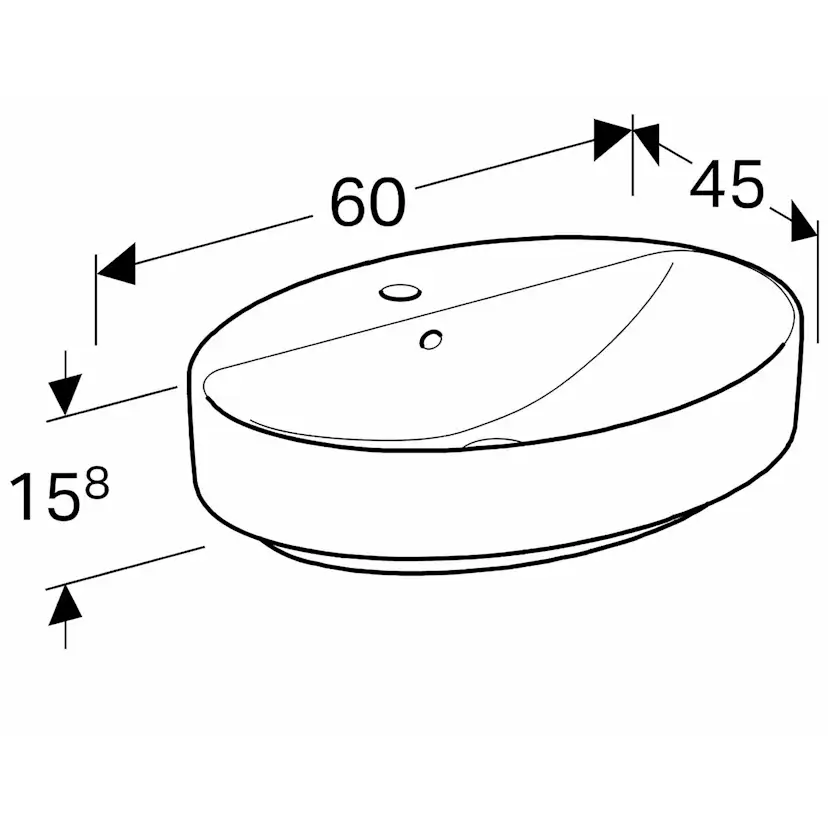Tvättställ Geberit Variform 600 mm Lay-on Ovalt Kanthylla