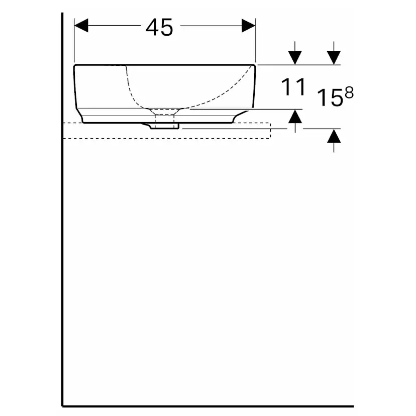 Tvättställ Geberit Variform 600 mm Lay-on Elliptiskt Kanthylla