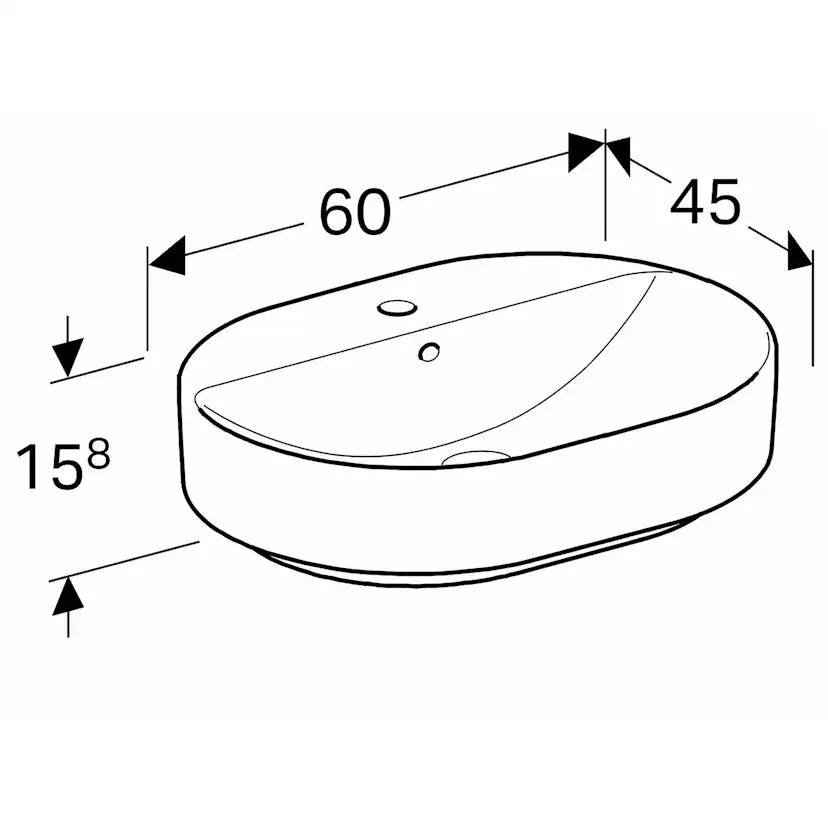 Tvättställ Geberit Variform 600 mm Lay-on Elliptiskt Kanthylla