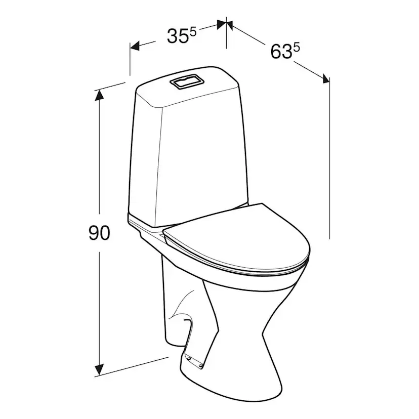 Toalettstol Ifö Vinta Rimfree Förhöjd Öppet S-lås