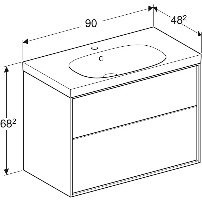 Tvättställsskåp Ifö Sense Art 90 med Avställningsyta och 2 Lådor