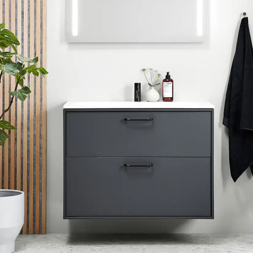 Tvättställsskåp Ifö Sense Art Smal Design 90 med 2 Lådor