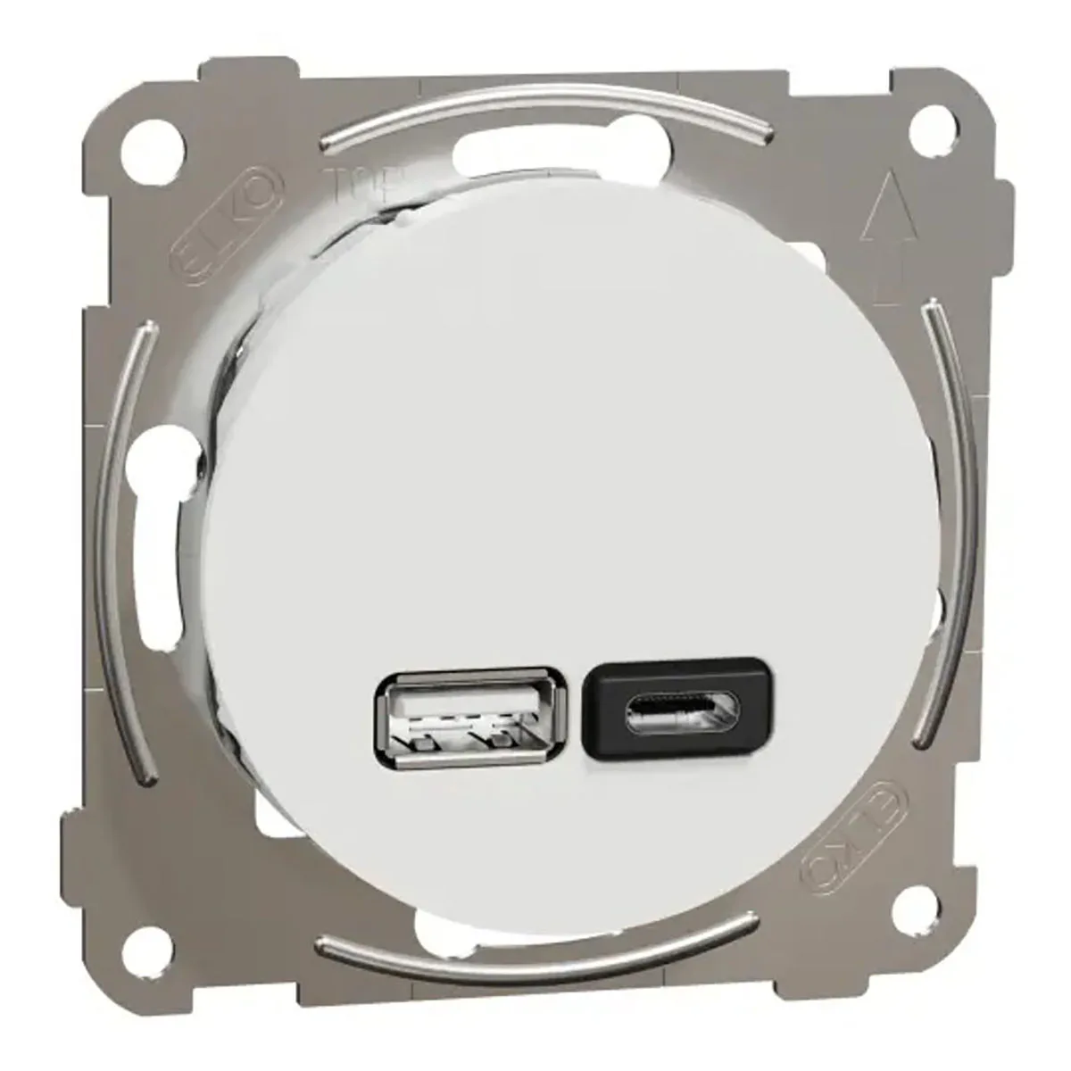 USB-Uttag Elko One Typ A+C 21W Infälld Laddstation Skruvanslutning