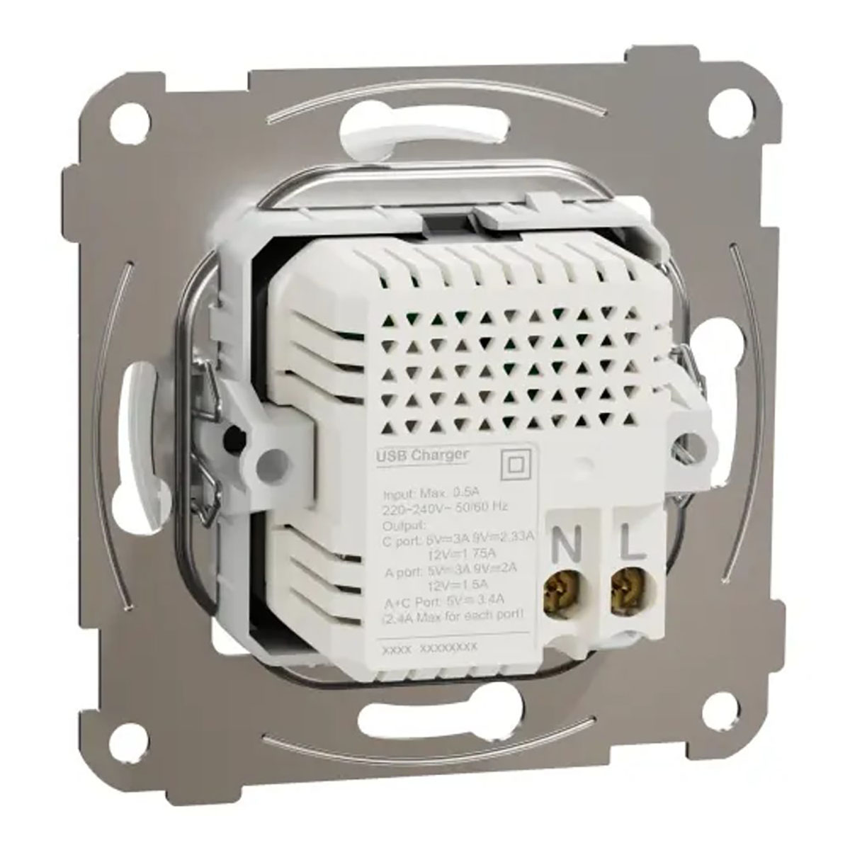 USB-Uttag Elko One Typ A+C 21W Infälld Laddstation Skruvanslutning