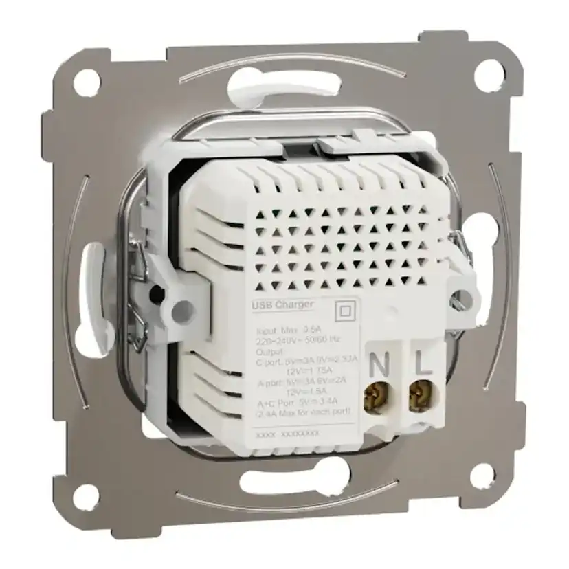 USB-Uttag Elko One Typ A+C 21W Infälld Laddstation Skruvanslutning