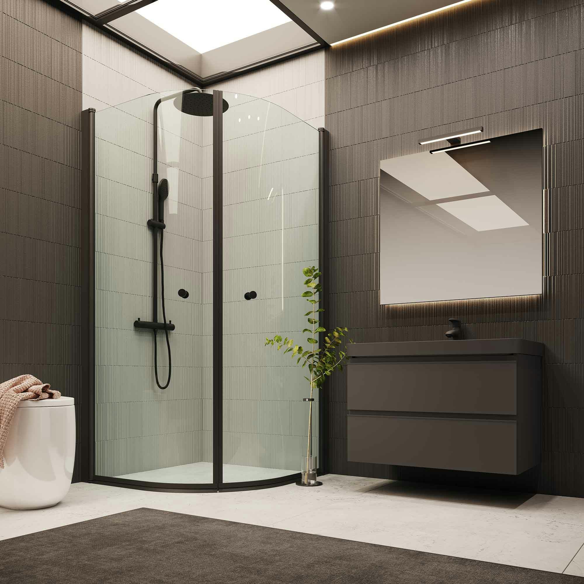 Duschhörn Arrow Round med Svarta Profiler