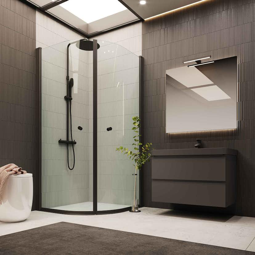 Duschhörn Arrow Round med Svarta Profiler