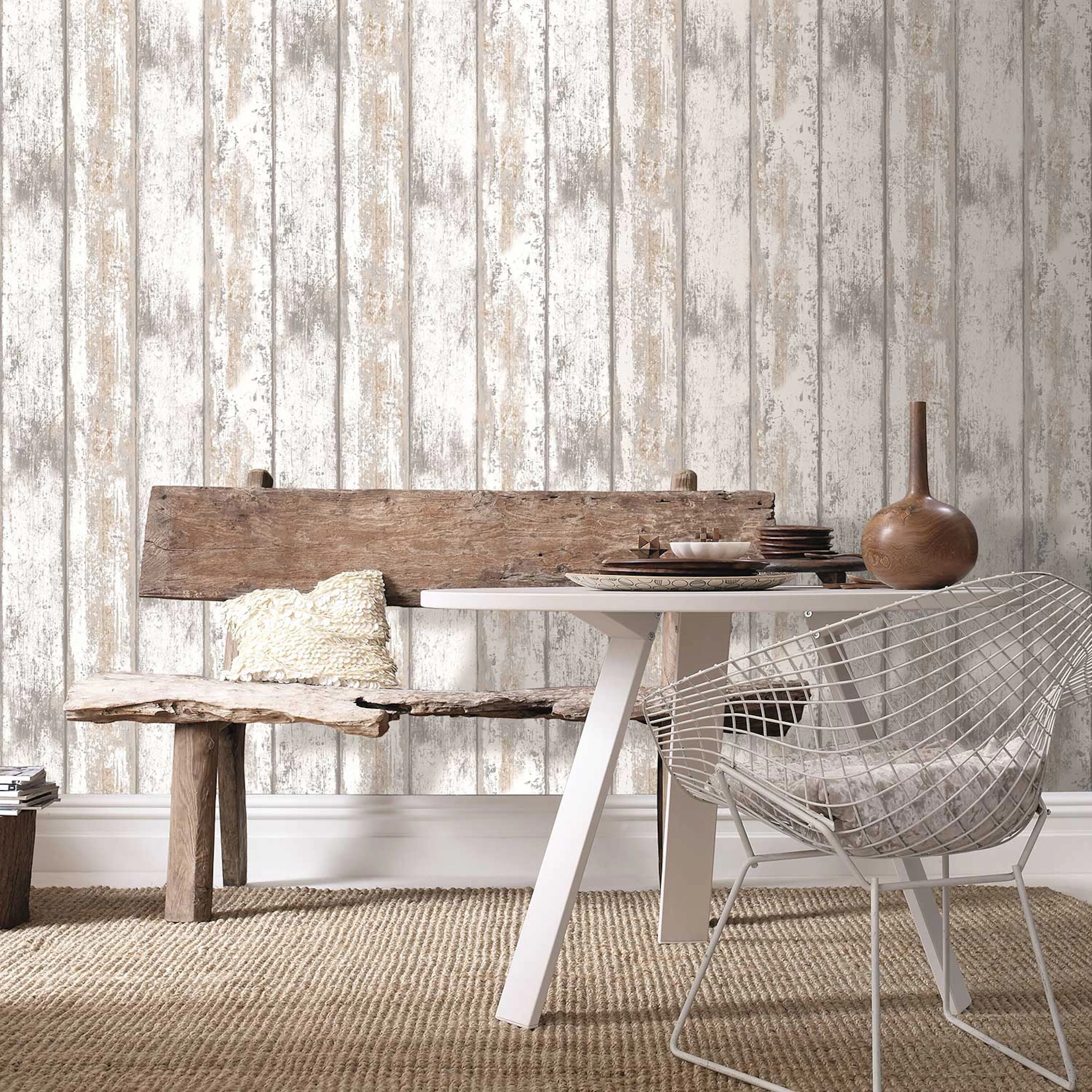 Lantliga Tapeter WOW Trä 5342871 Non Woven, Mönstrad Vit