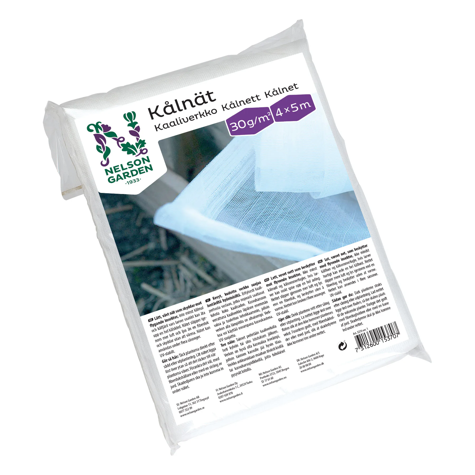 Kålnät Nelson Garden Trädgårdsnät, Plastnät Skydd mot Insekter, Vit 4x5m