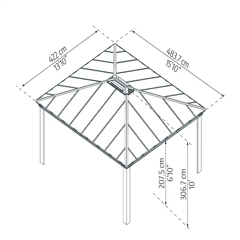 Paviljong Canopia By Palram Dallas 4,2 x 4,8m Antracitgrå