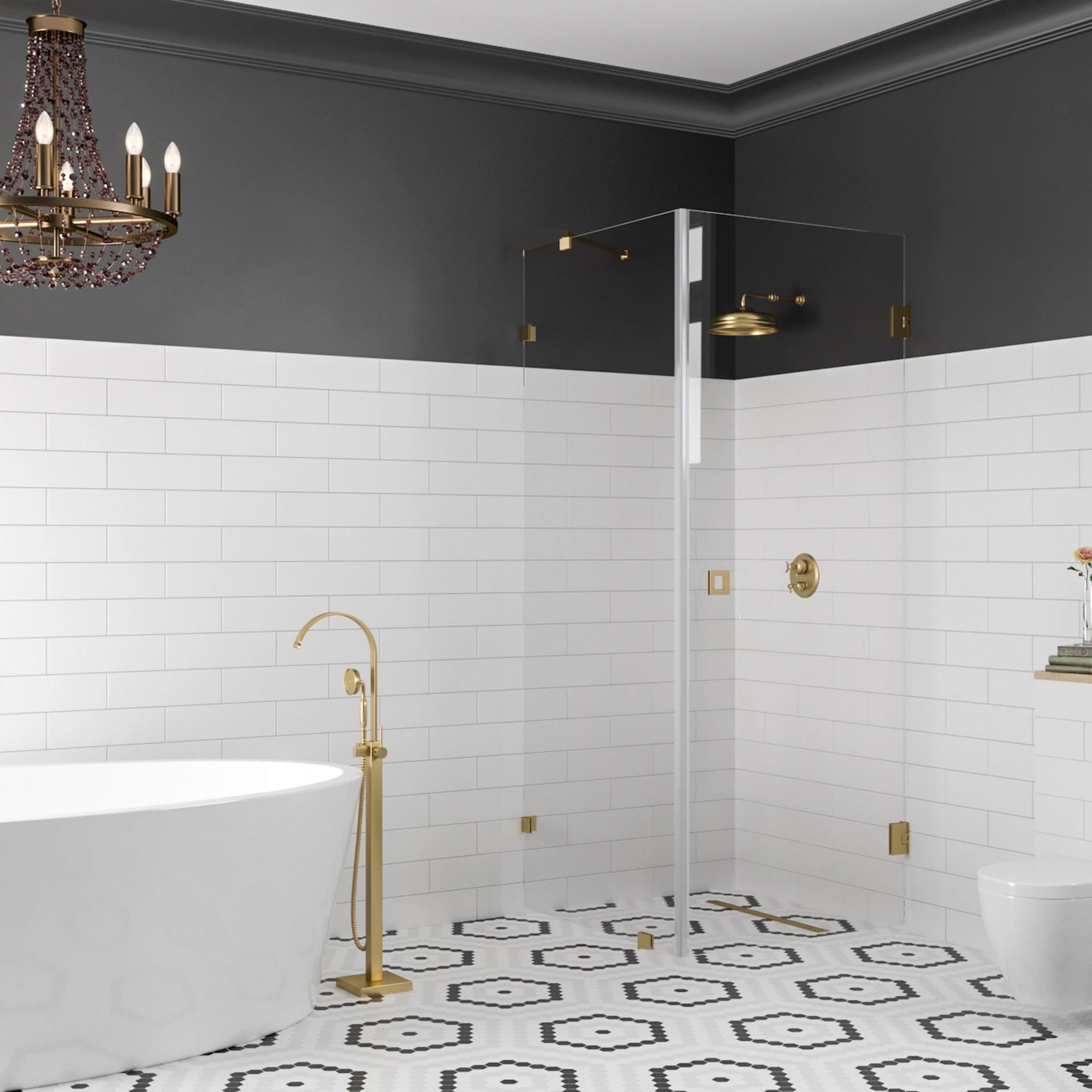 Duschhörn Hietakari Vetro 540 Fast Vägg och Vändbar Dörr