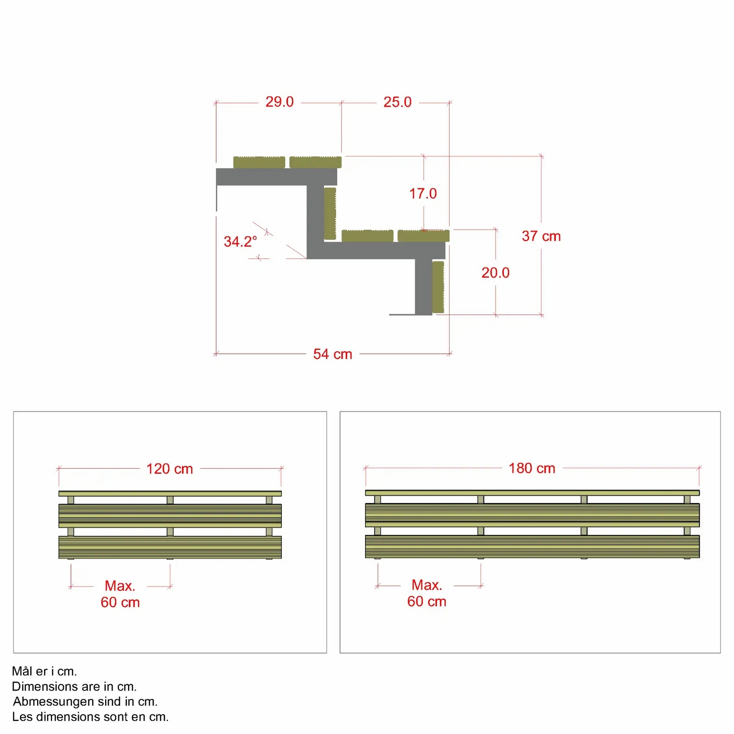 Terrasstrappa PLUS 34,2-180 Grader 5464