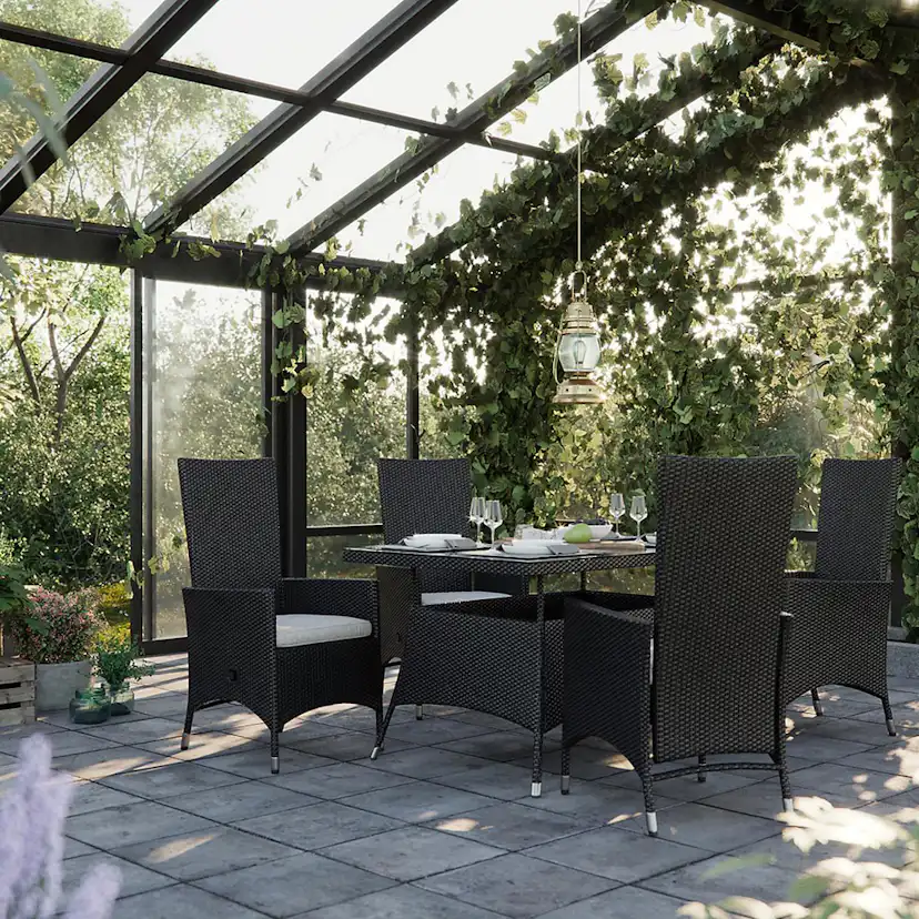 Matgrupp Utomhus Comfort Garden Thor 140 med 6 Jenny Ställbara Utefåtöljer