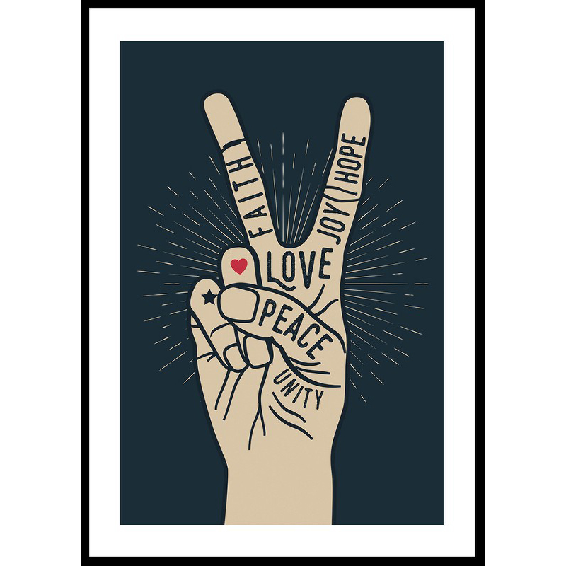 Poster Gallerix Peace And Love Vintage Style