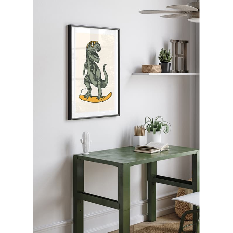 Poster Gallerix T-rex Dino Surfing
