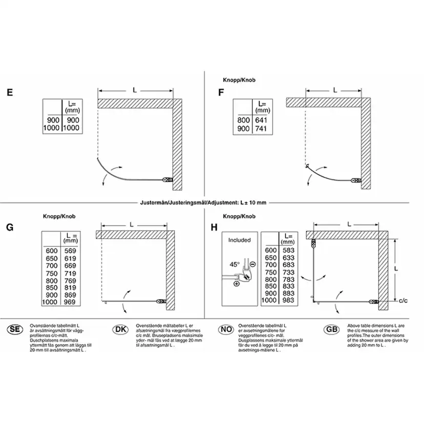 Duschhörn Contura Shower Space SBNK Bockad