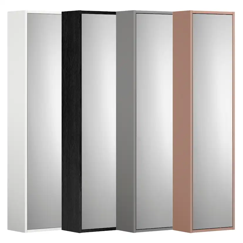 Högskåp Badrum Gustavsberg Artic Small med Spegeldörr Svart Askfaner