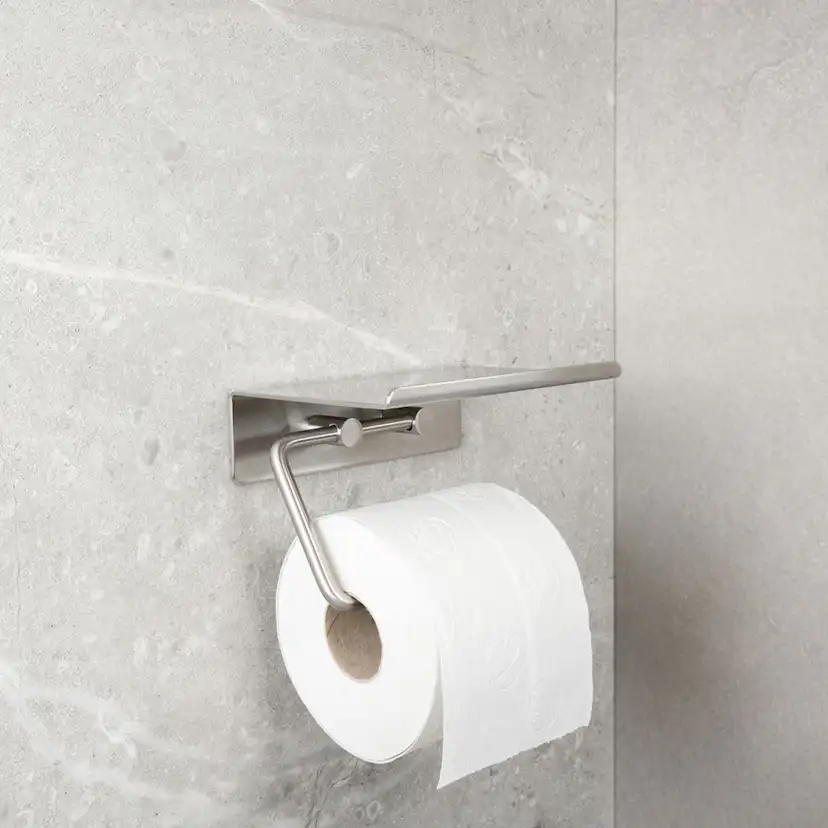 Toalettpappershållare Beslag Design Base med Hylla Självhäftande
