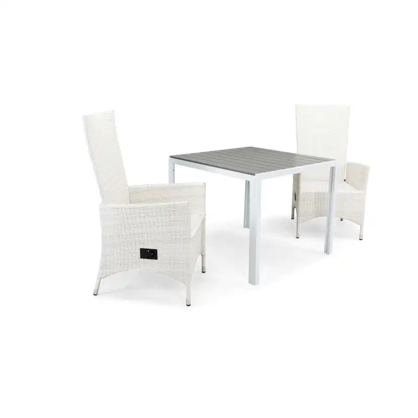 Matgrupp Utomhus Comfort Garden Tunis 90 med 2 Ställbara Utefåtöljer Jenny