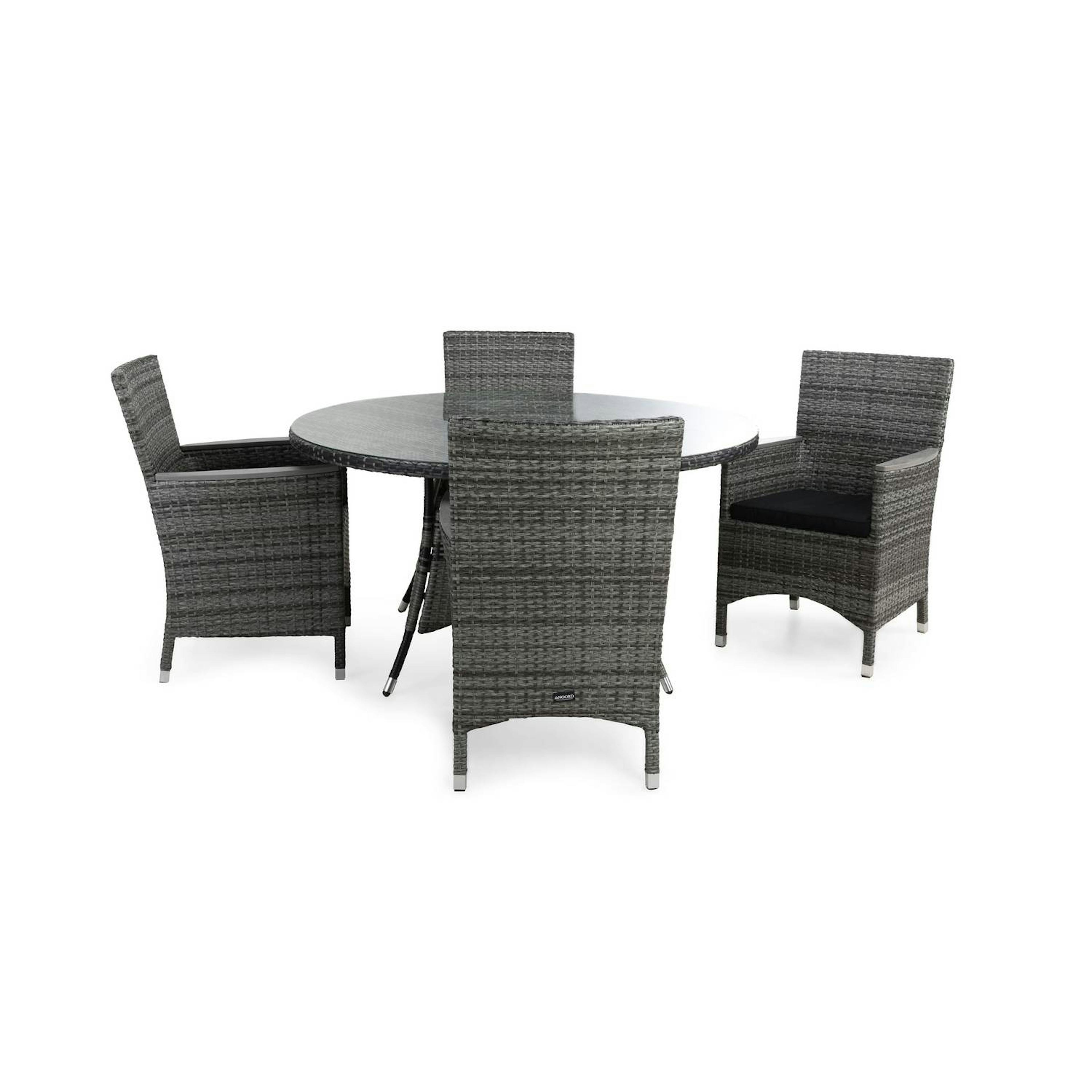 Matgrupp Comfort Garden Thor Matgrupp Utomhus Ø140 med 4 Fåtölj Lyx m Armstöd m Dyna