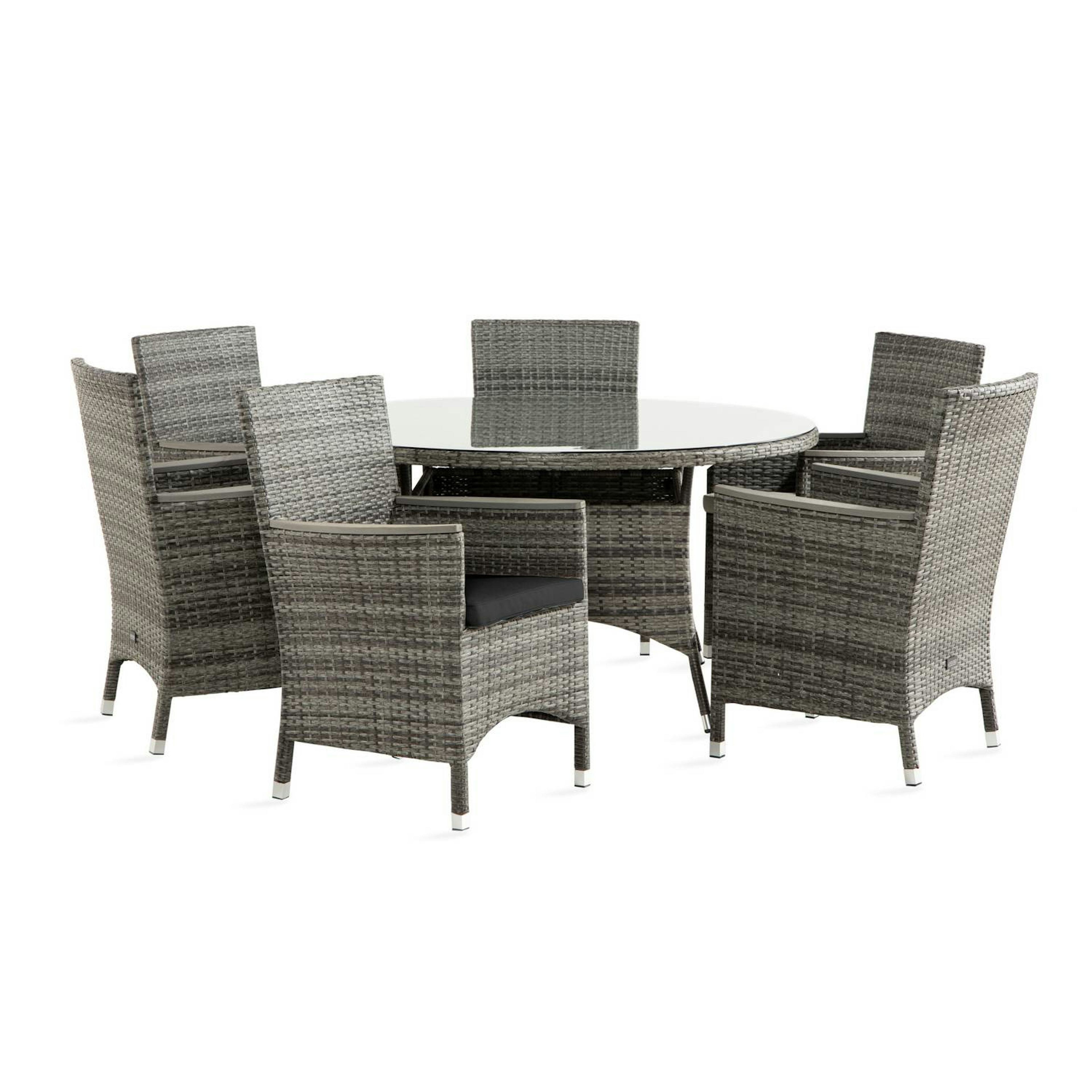 Matgrupp Comfort Garden Thor Matgrupp Utomhus Ø140 med 6 Fåtölj Lyx m Armstöd m Dyna