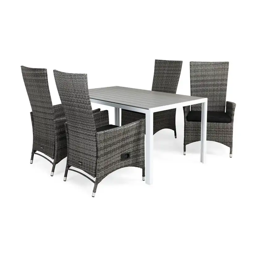 Matgrupp Comfort Garden Tunis Matgrupp Utomhus 150 med 4 Jenny Ställbar Fåtölj m Dyna