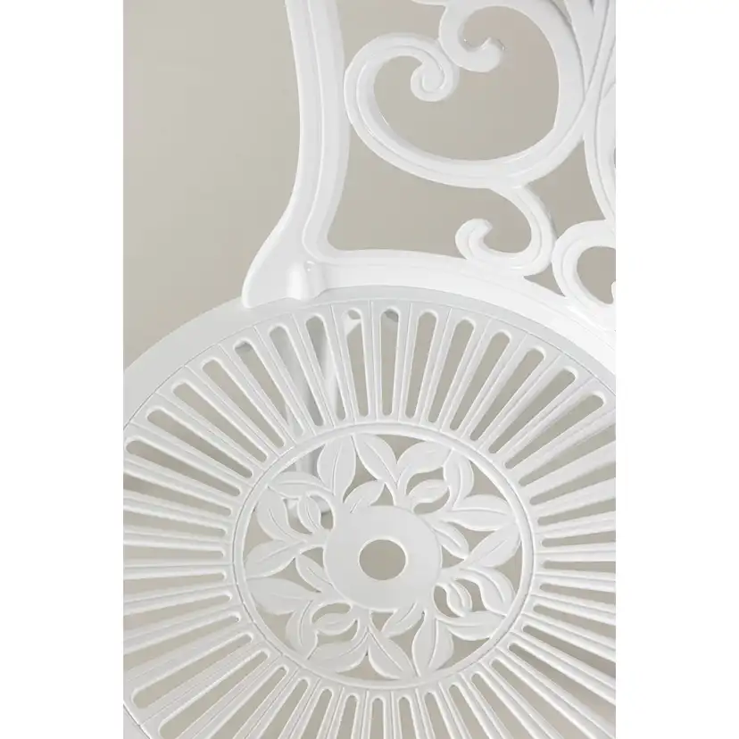 Caféset Venture Home Nandin Klassisk Cafégrupp med Runt Bord & 2 Stolar i Aluminium, Vit