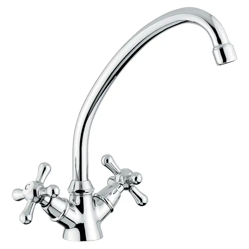 Köksblandare Sunwind Tvågreppsblandare Nickel Svängbar Pip