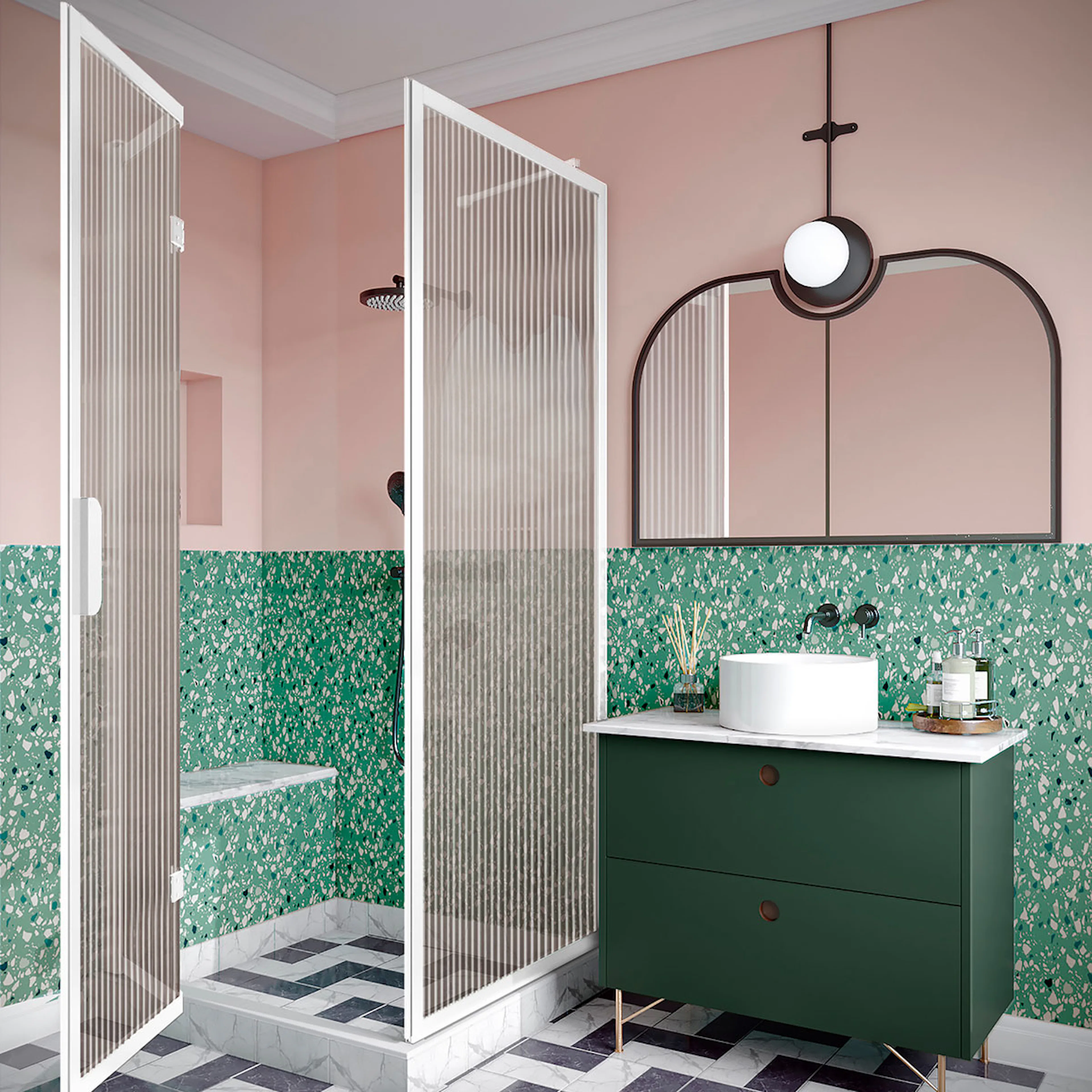 Duschhörn Hietakari Bläk 887 New York Fast Vägg och Vikbara Dörr