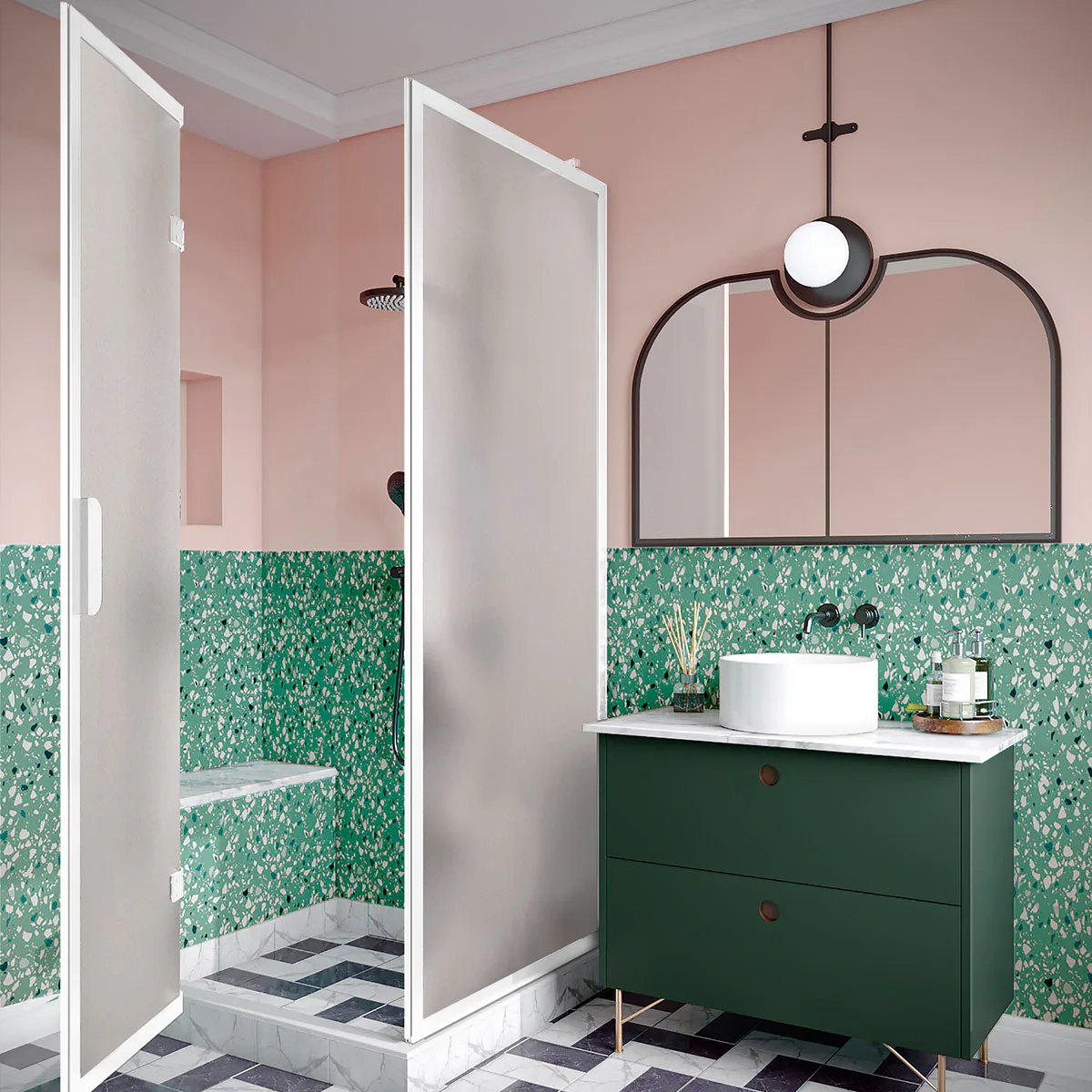 Duschhörn Hietakari Bläk 887 New York Fast Vägg och Vikbara Dörr