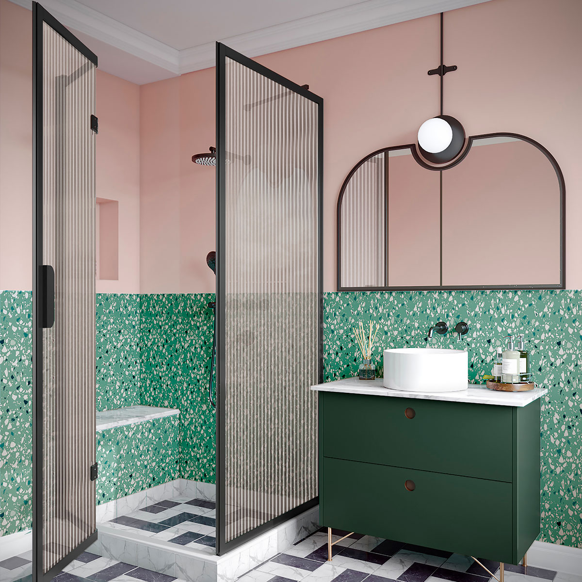 Duschhörn Hietakari Bläk 887 New York Fast Vägg och Vikbara Dörr