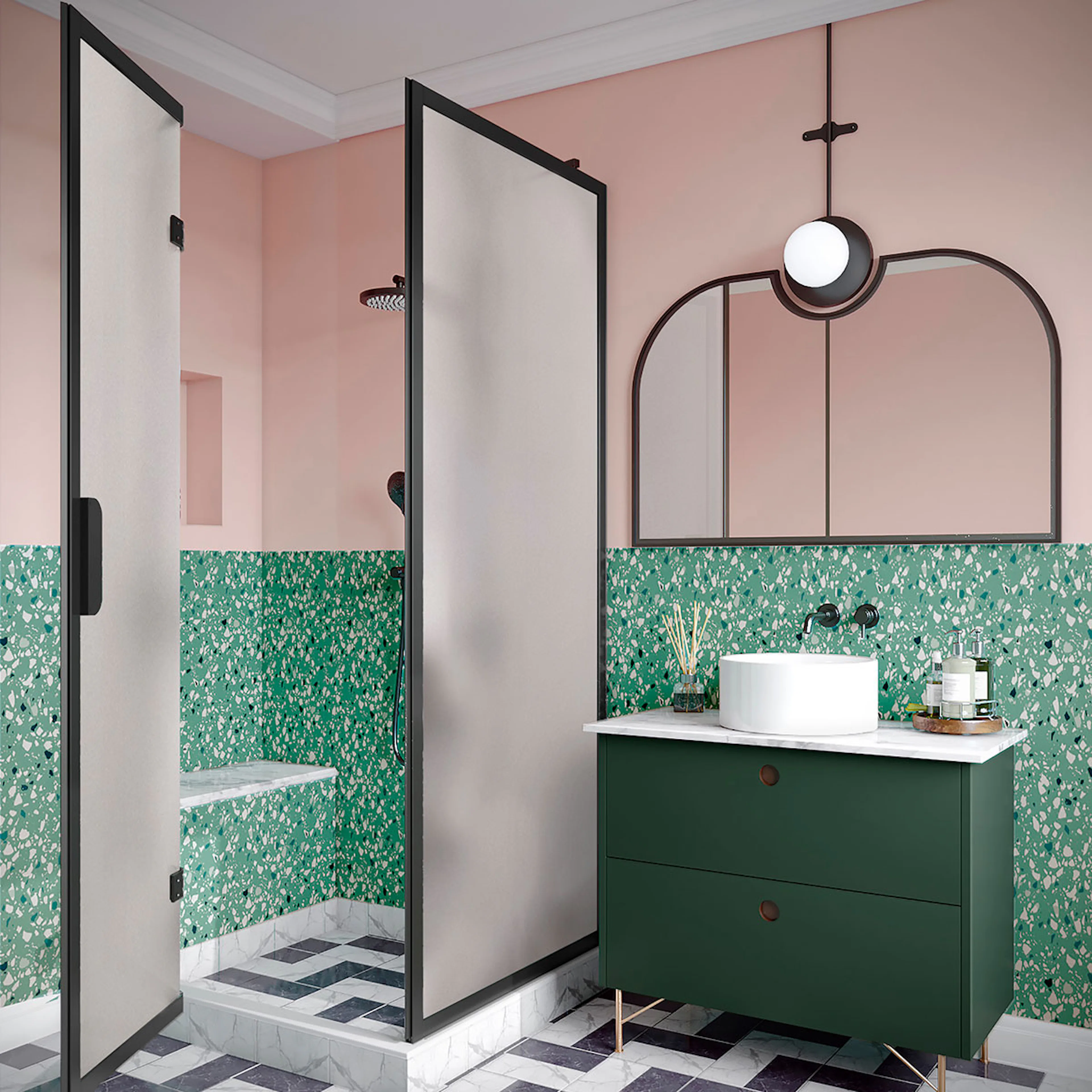 Duschhörn Hietakari Bläk 887 New York Fast Vägg och Vikbara Dörr