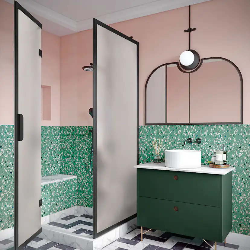 Duschhörn Hietakari Bläk 887 New York Fast Vägg och Vikbara Dörr